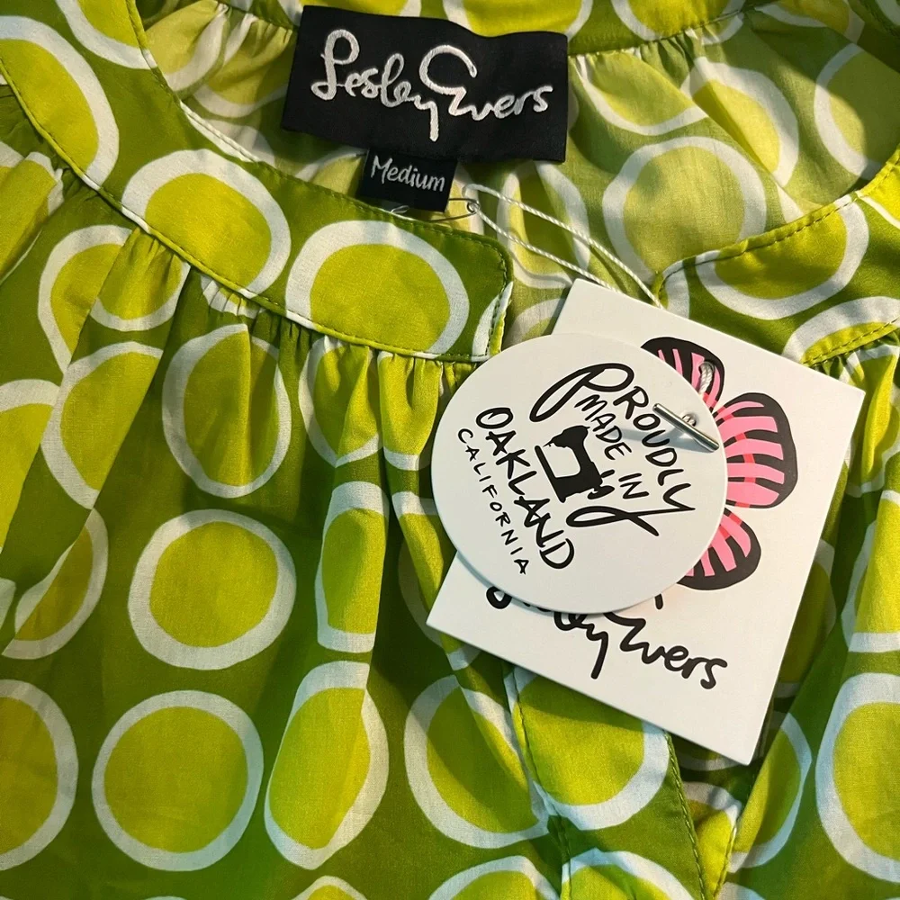 NWT’s Lesley Evers Georgia polka dot hippie core artsy cotton long sleeve shirt